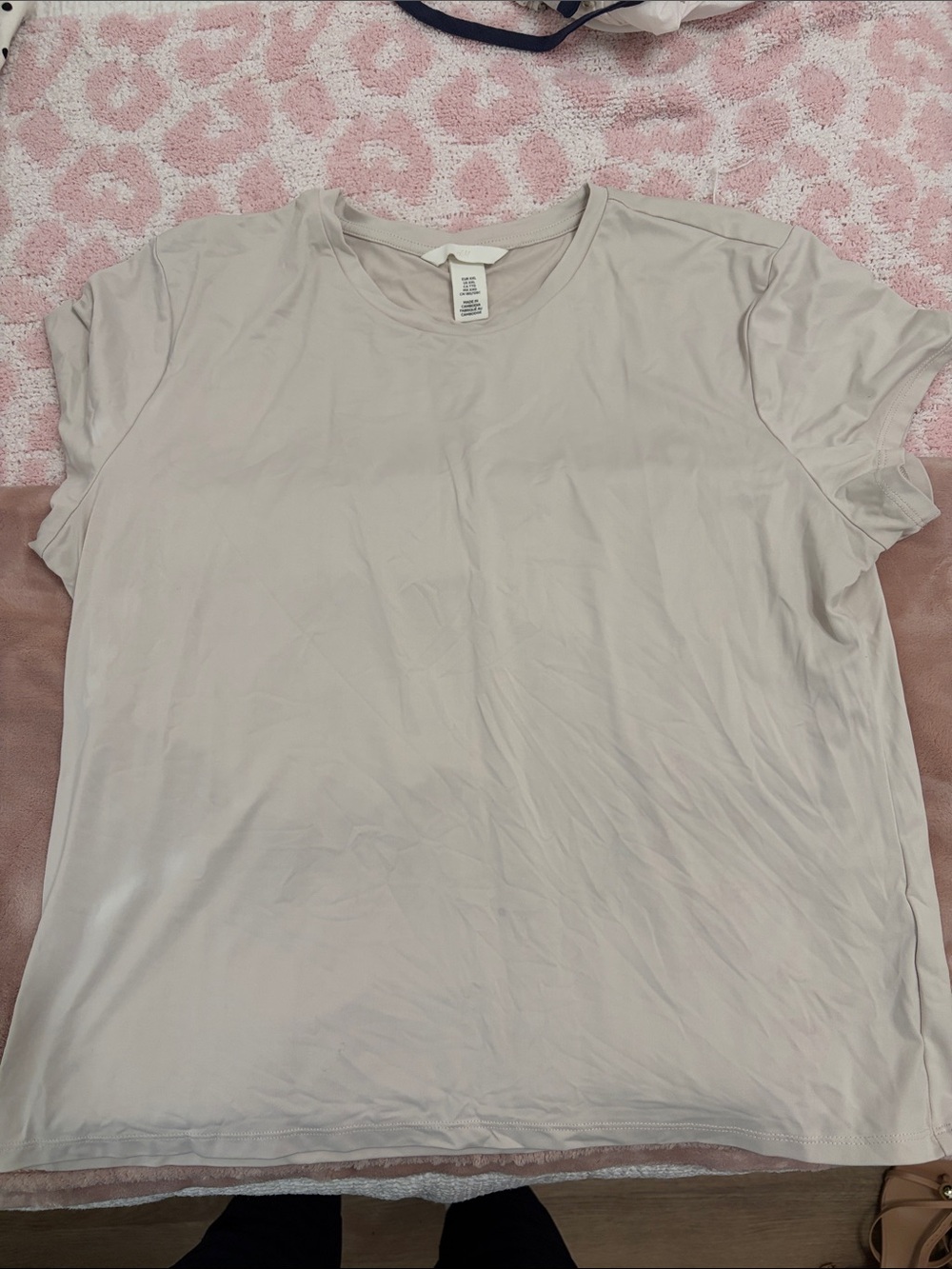H&M Light Beige Crew Neck Short Sleeve Tee